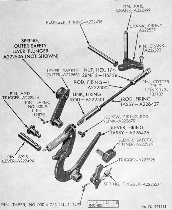 Figure 81. Parts of breech casing firing linkage.
