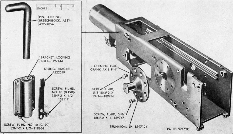 Figure 90. Left trunnion and breech casing (Gun M1).