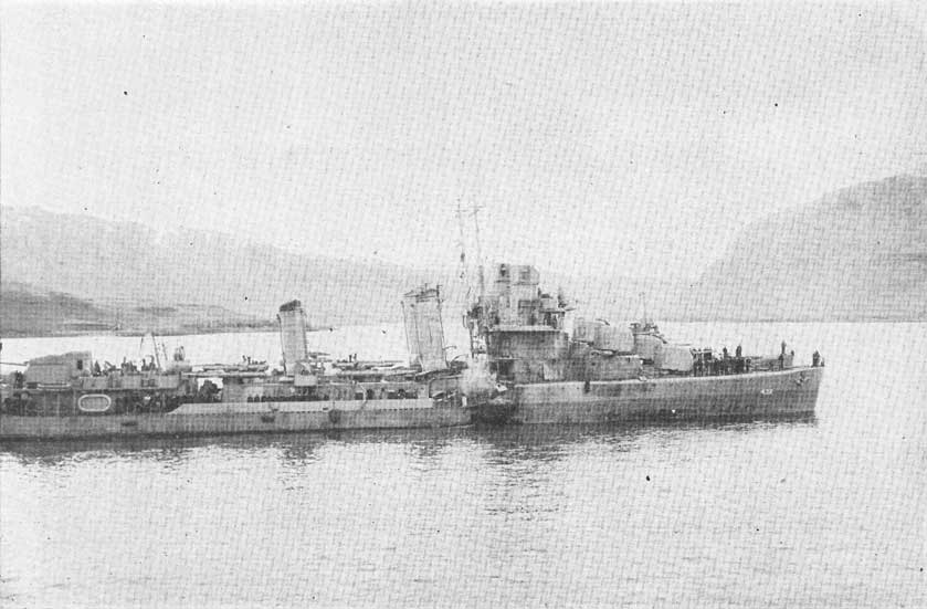 Figure 15-A. A destroyer which survived contact explosion (torpedo) at the side.