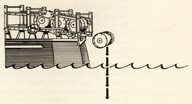 Drawing of depth charge dropping from rack.