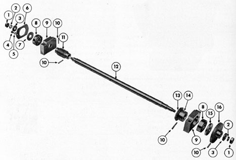 Figure 13-53. Power motor transmission shaft assembly disassembled.