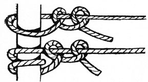 TWO HALF HITCHES (TOP) AND ROUND TURN WITH TWO HALF HITCHES (BOTTOM)
