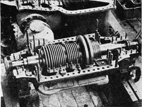 WESTINGHOUSE TURBINE WITH TOP HALF OF CASING REMOVED