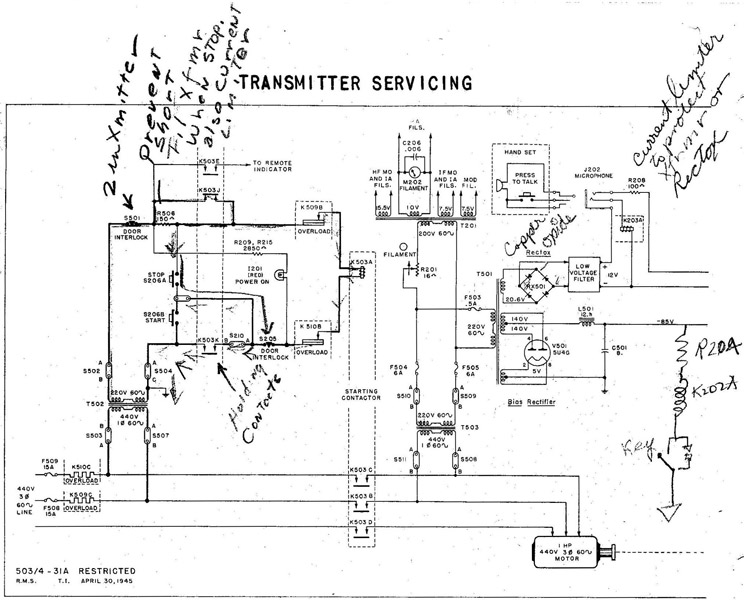 Fig. 31 TDE-2 Transmitter (AC Model) Control and Power Circuits.