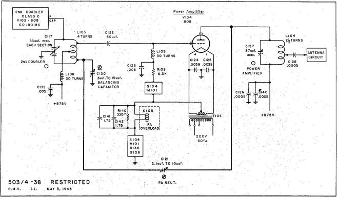 Fig. 38 TBS-6 Transmitter Power Amplifier Neutralizing Circuit.