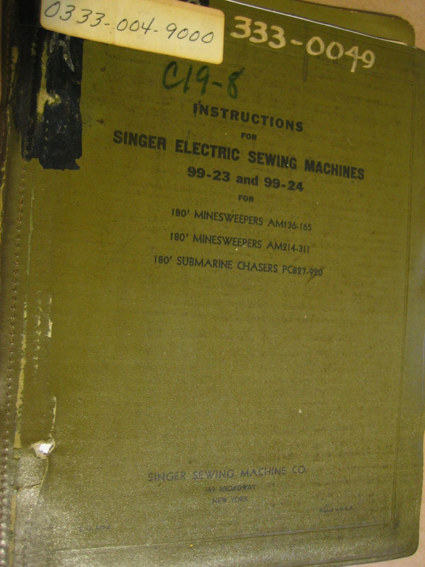 Instructions for Singer Electric Sewing Machines 99-23 and 99-24 for 180 Minesweepers, Submarine Chasers