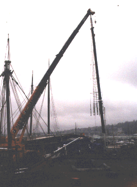 crane installing mast