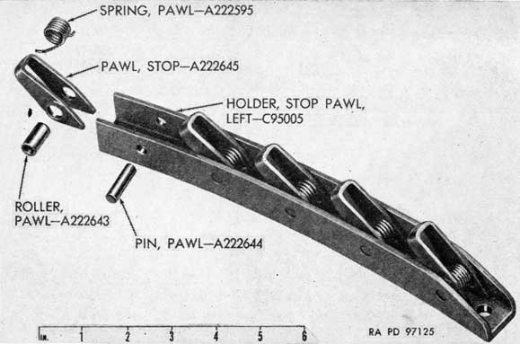 Figure 50. Parts of left stop pawl holder assembly.