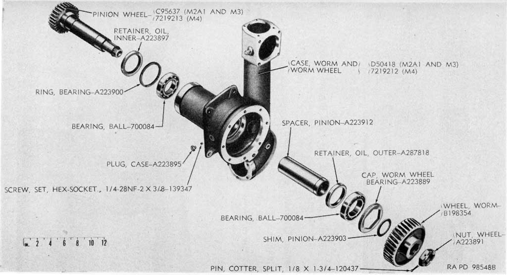 Figure 109. Worm wheel and pinion parts.
