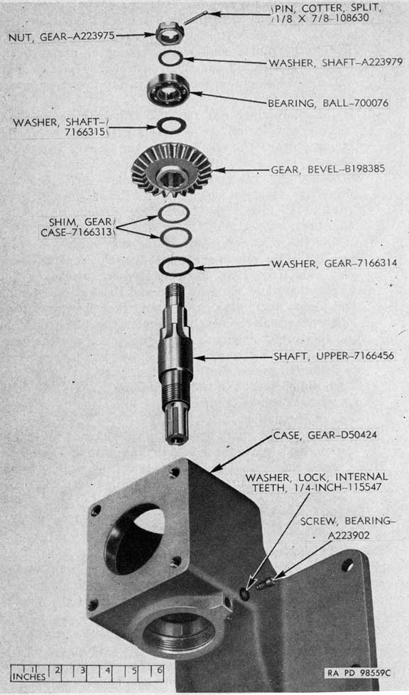 Figure 127. Parts of hand traversing mechanism gear case of mount M3.