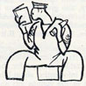Illustration of sailor reading with a shell (40mm) in his other hand.