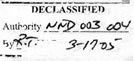 Declassified, Authority NND 003 004, By RT,
