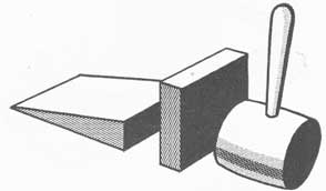 Figure 36-28. Wedges should be protected by a block of wood when being driven.