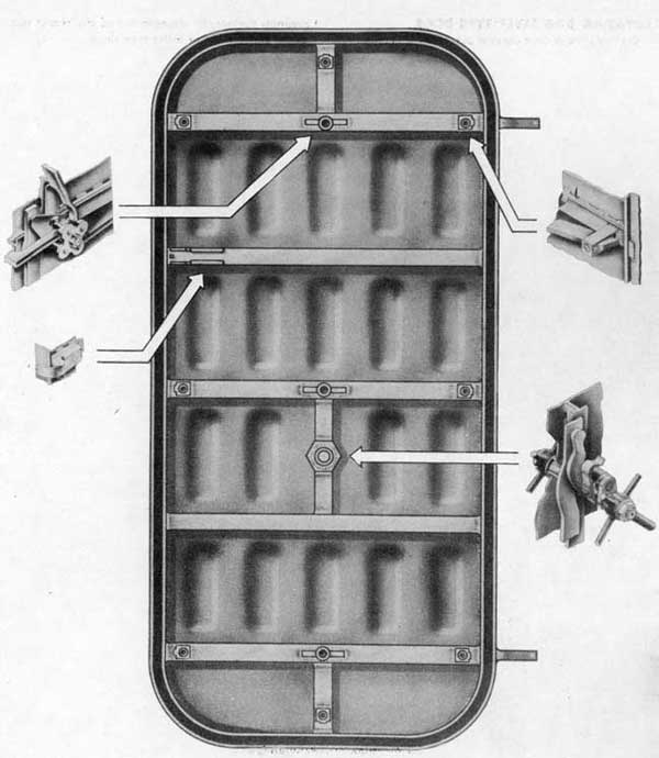 Fig. 3-inside view, Sliding Dog Lever Type Door,showing shell with main assemblies pulled out.