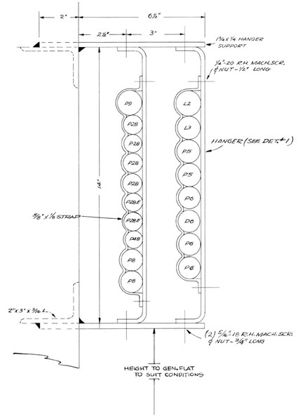 Illustration showing a method with two single rows attached to the same support hangers.