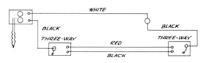 Schematic showing three way switches.