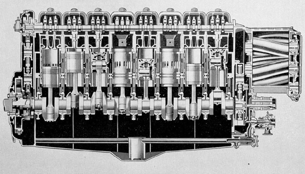 Figure 12-3. Longitudinal cross section of GM 8-268 auxiliary engine.