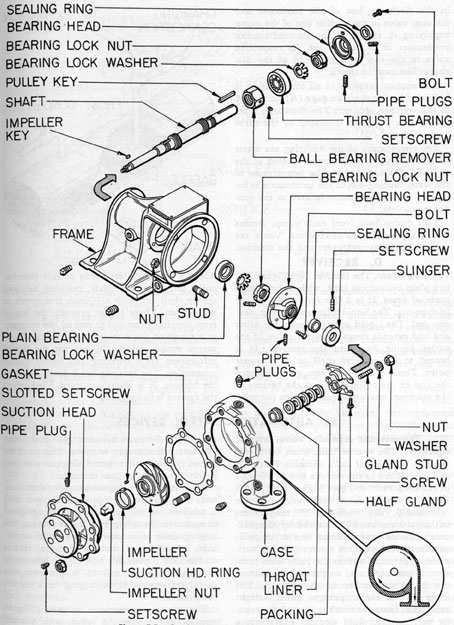 Figure 7-7. Condenser water pump, exploded view.