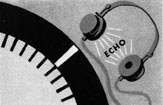 Illustration showing revolving slit and echo on headphones.