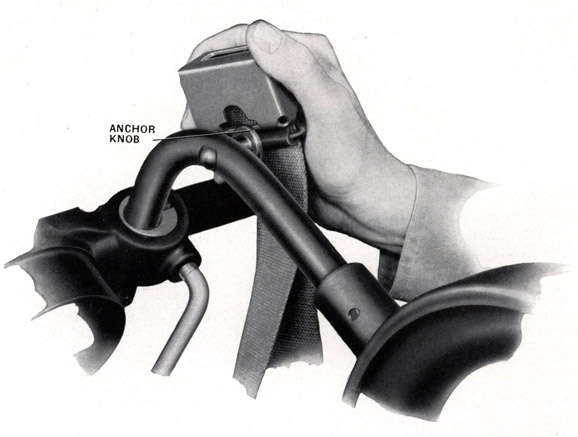 Hook buckle over knob