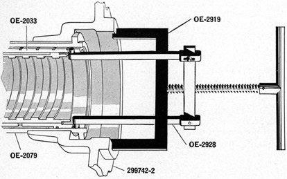 Removing column lower bearing bushing
(OE-2033) from column (OE-2079)