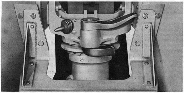 Figure 3. Cam Limit Stop Parts on Carriage.
(Note Lever passing through Slot in Shield Bracket.)