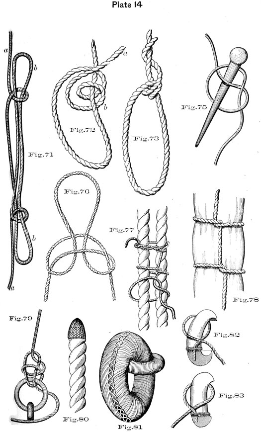 Plate 14, Fig71-83, illustrations of knots.