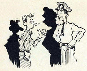 Cartoon of sailor talking to an officer.