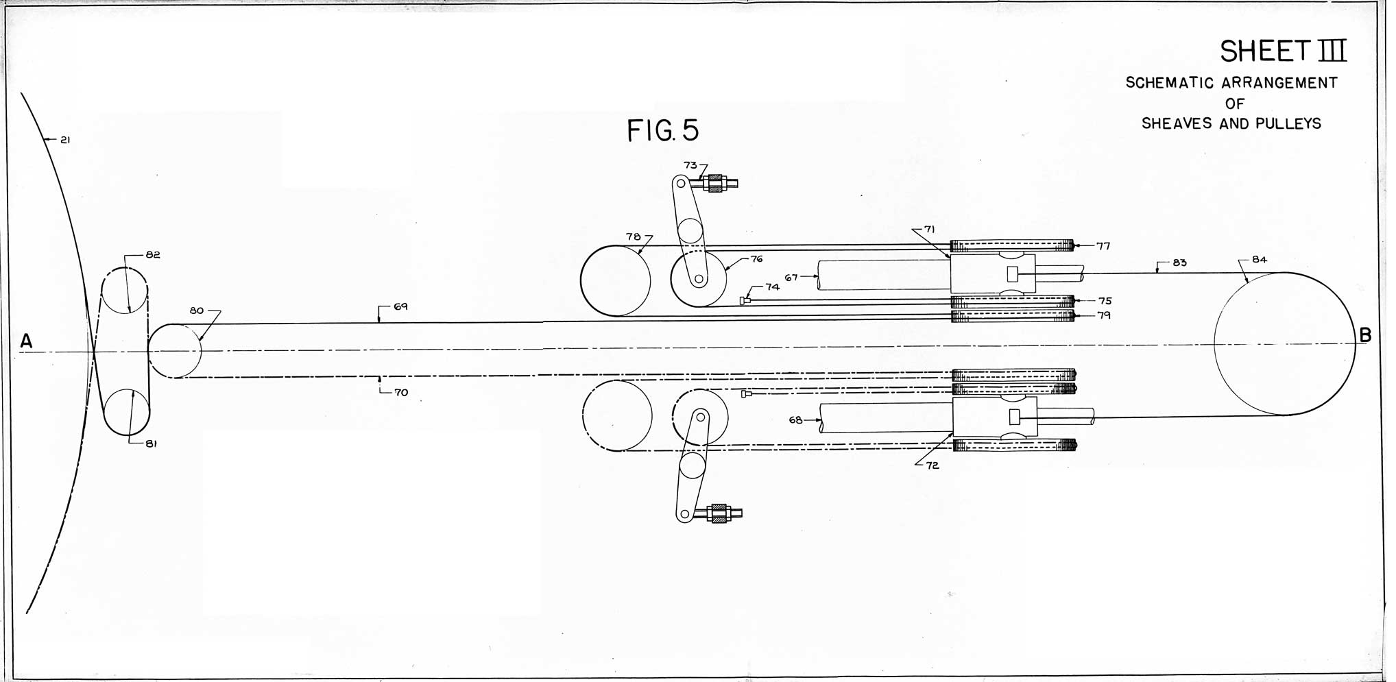 Sheet III, Schematic Arrangement of Sheaves and Pulleys