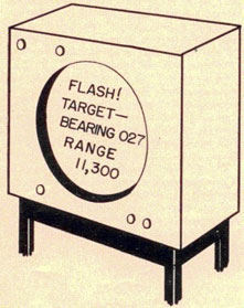 Image with display. Flash! Target-Bearing 027 Range 11,300
