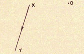 Vector XY with point O away from the line.