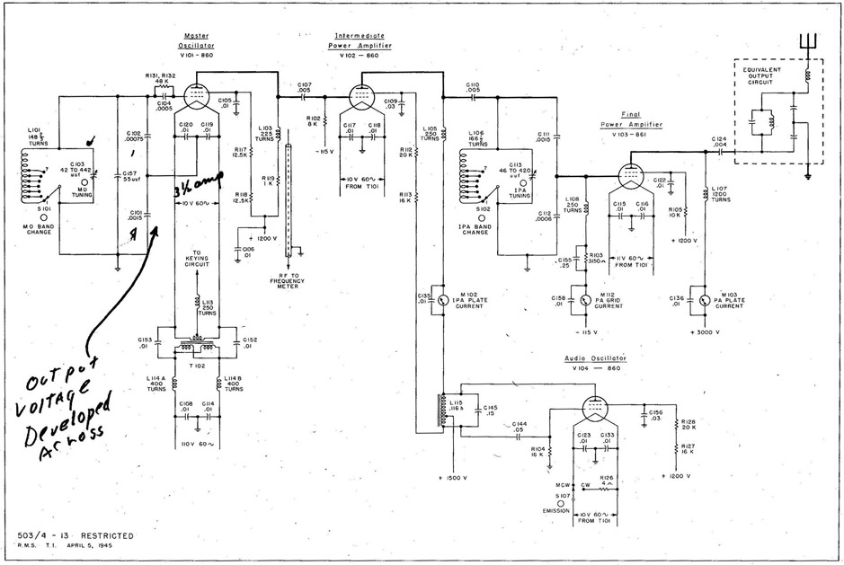 Fig. 13 TAJ-18 Transmitter RF and AF Circuits.