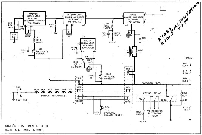 Fig: 15 TAJ-18 Transmitter (AC Model) Keying Circuit.