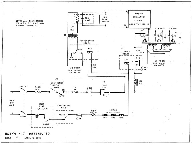 Fig. 17 TBK-13 Transmitter (DC Model) Keying Circuit.
