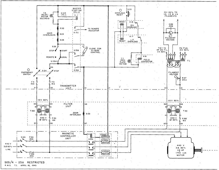 Fig. 25 TBL-7 Transmitter (AC Model) Control and Power Circuits.