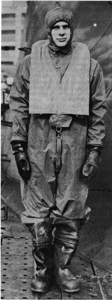Front view of sailor in the cold weather gear.