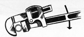 FIG. 101. DIRECTION OF PULL ON PIPE WRENCH.