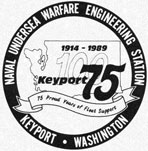 Naval Undersea Warfare Engineering Station, Keyport Washington.  Keyport special emblem celebration 75 Proud Years of Fleet Support.  1914-1989.