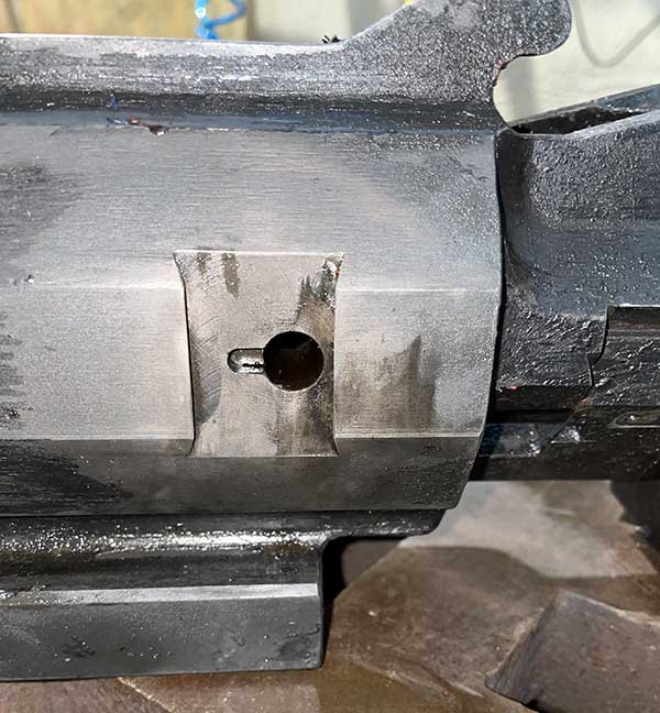 side of breech housing with barrel lock removed