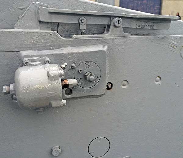 photo of left, rear of slide showing installed parts.