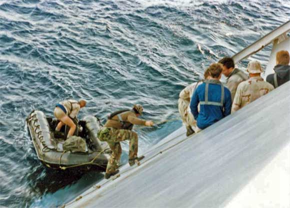 photo of crew transfer from small boat