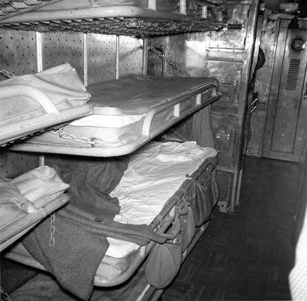 Photo of mattress covers on USS Sarda.