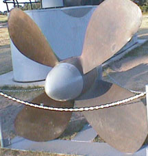 Photo of four bladed submarine propeller.