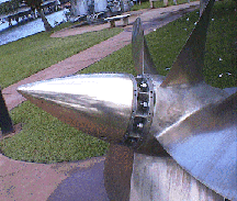 A Tench class 5 bladed propeller with its longer cone.